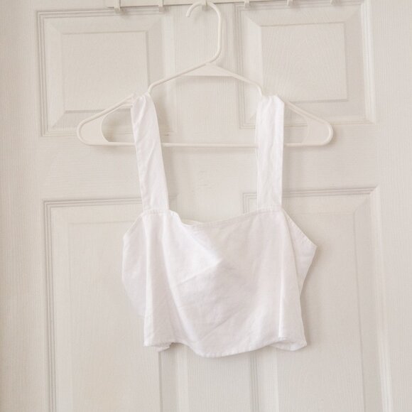 Reformation Lorin Linen Crop Top in White, Size Small - Picture 6 of 11